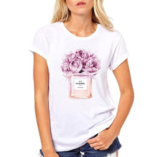 Load image into Gallery viewer, New harajuku t shirt women Flower Perfume t-shirt short sleeves Casual female tops tees