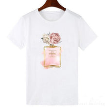 Load image into Gallery viewer, New harajuku t shirt women Flower Perfume t-shirt short sleeves Casual female tops tees